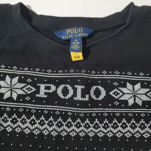 Polo Ralph Lauren Girls Black Pullover Cotton Modal Medium Sweater Snowflakes‎